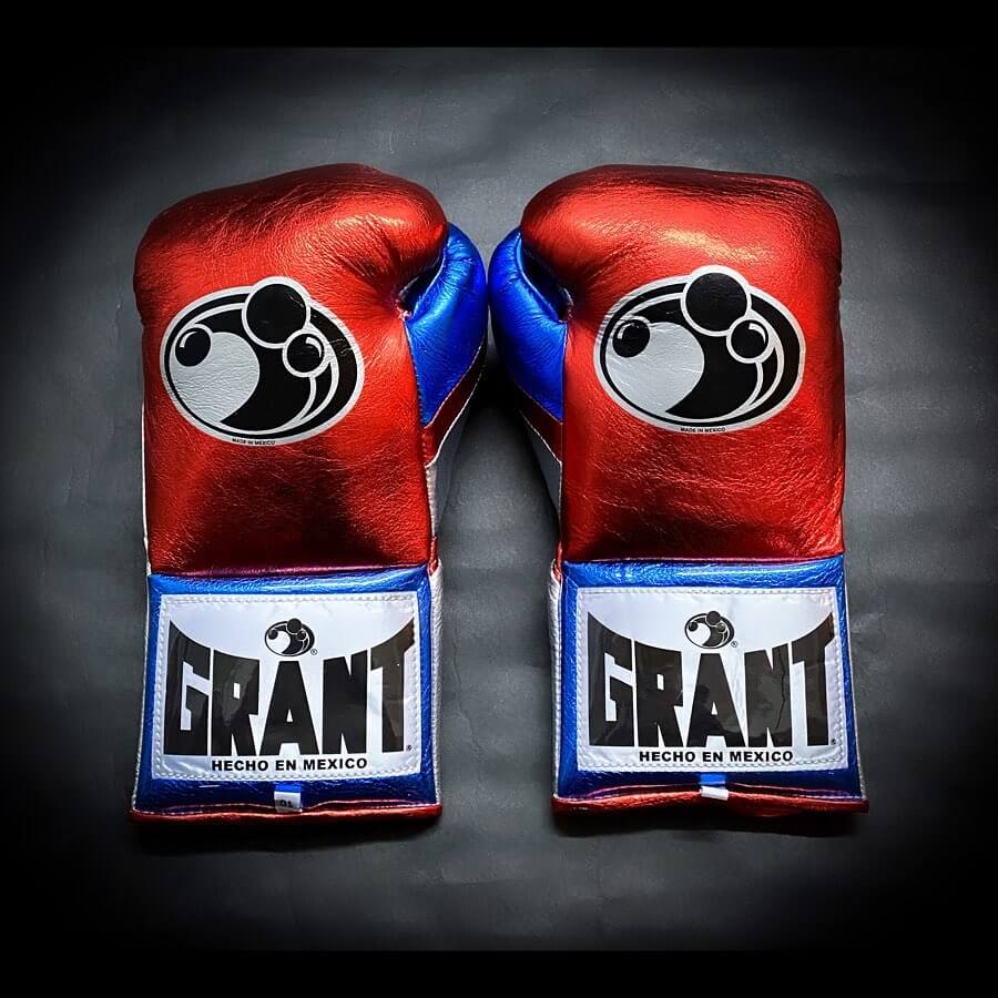 Grant Boxing Gloves Red/Blue/Silver 14oz Leather Training Gloves